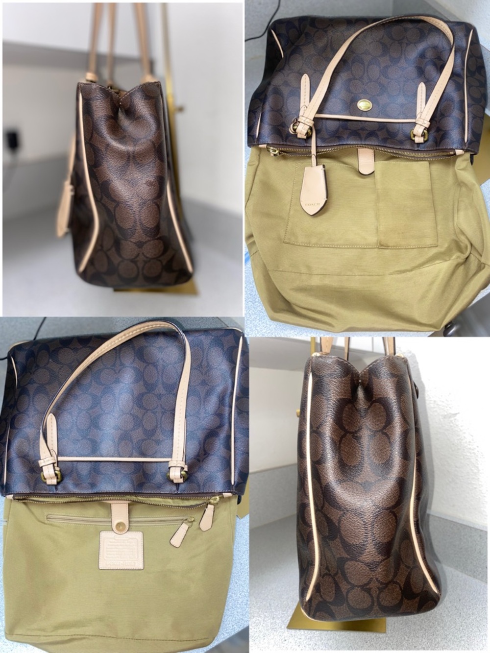 Coach Signature Peyton Brown Double Zip Carryall/Tote EUC - Picture 5 of 14